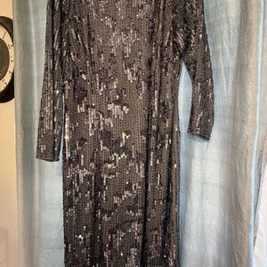 Grey metallic cocktail dress